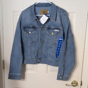 NEW!! Calvin Klein Light Blue Denim CK Patch. Button Down Yet Soft Stretch